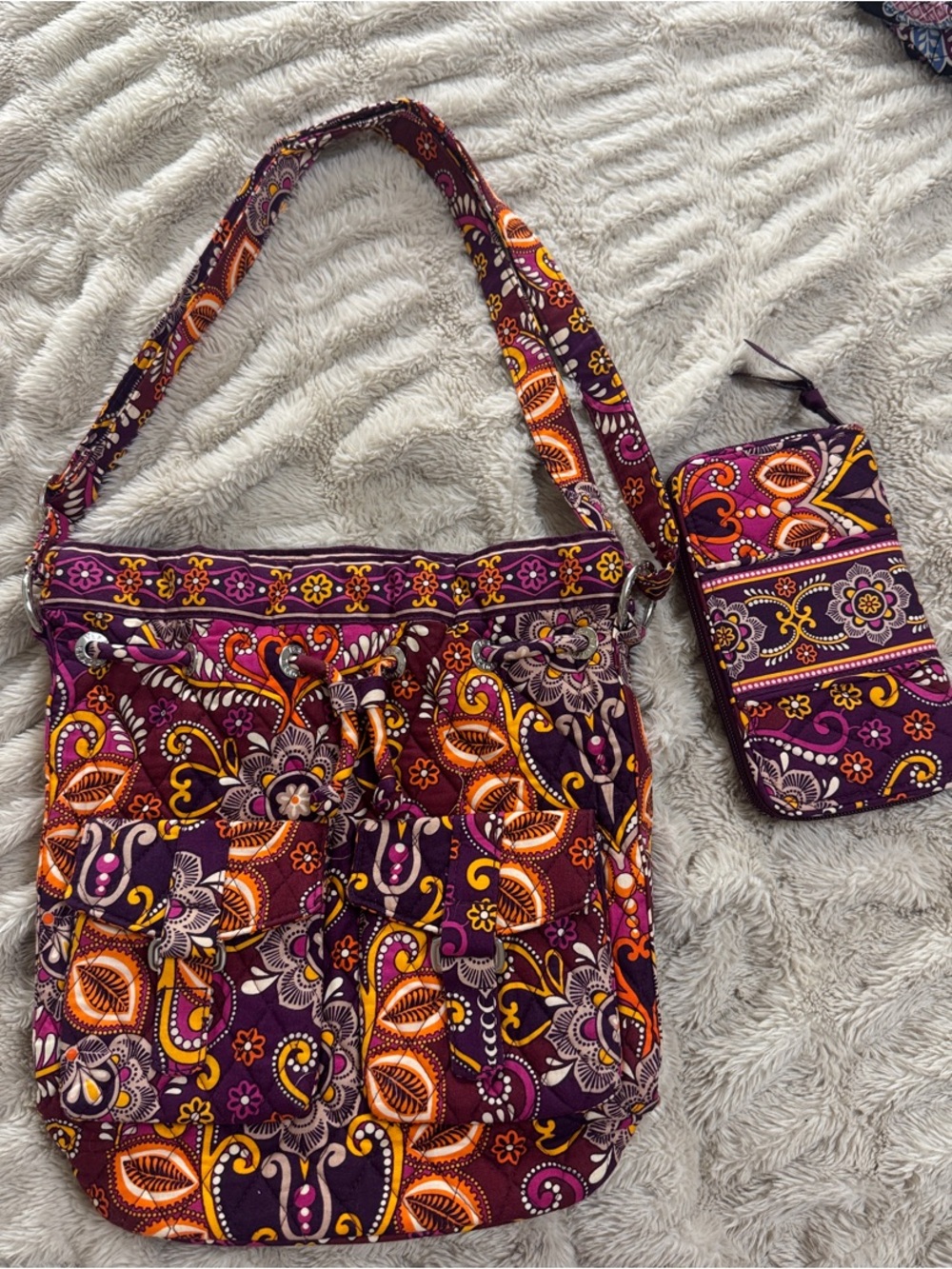 Vera Bradley Safari Sunset bucket purse and matching wallet - new